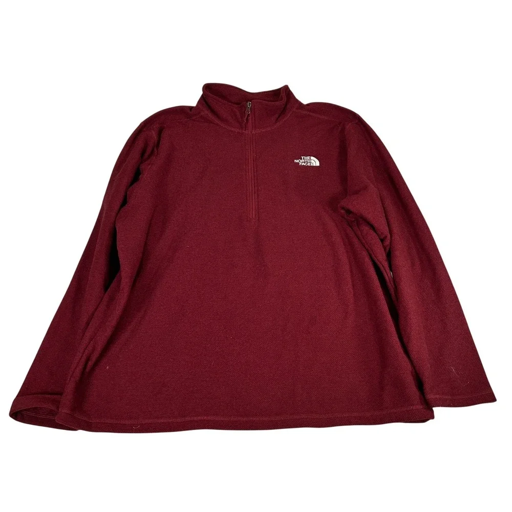The North Face Mens XXL Burgundy Quarter Zip Fleece Pullover Sweater NF0A3YR1789